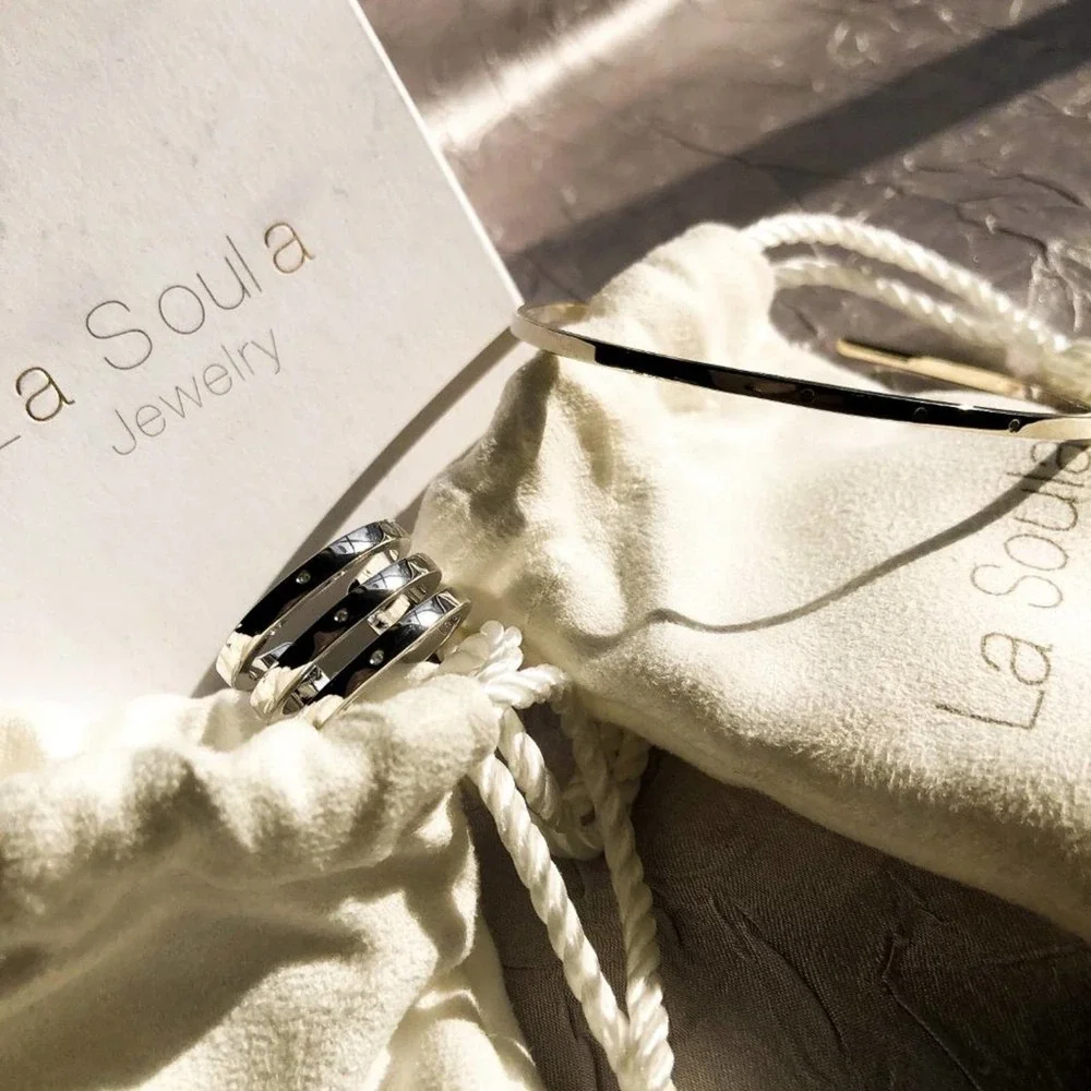 La Soula Diamond Cuff‎ Bracelet (.009 carat) & Triple Ring (.015 carat)